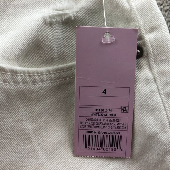 NWT Wild Fable Womens Dad Jeans Size 4 High Rise White Distressed Denim Straight - Picture 13 of 16